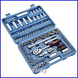 108Pcs Household Mechanics Tool Kit 6-point Socket Set Ratchet Wrench Repair Set