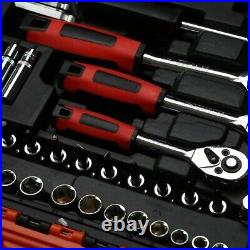121PCS 1/4 & 3/8 & 1/2 Socket Ratchet Spanner Wrench Set Repair Tool Kit