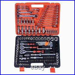 150pcs Mechanic Tool Kit and Socket Set With Case 1/2 & 1/4 & 3/8 Drive Ratchet