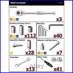 (244-Piece) Husky 1/4 In 3/8 In 1/2 In 72-Tooth Ratchet Mechanics Tool Set EVA