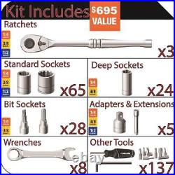 270-Pc. Mechanics Tool Set Complete Kit Sockets Ratchets Wrenches with SAE Metric