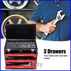 339 Piece Mechanics Tool Set with3-Drawer Metal Case Socket Wrench Set free ship
