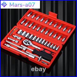 46PCS 1/4 Ratchet Wrench Combination Socket Tool Set Kit Auto Car Repair Tool