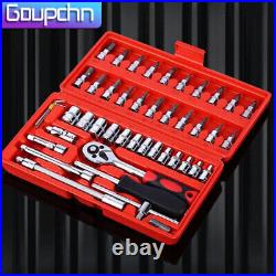 46PCS 1/4 Ratchet Wrench Combination Socket Tool Set Kit Auto Car Repair Tool