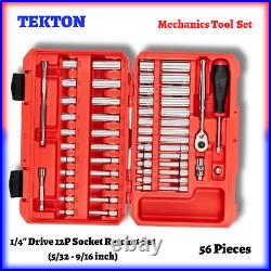 56P Mechanics Tools Set- 1/4 Drive 12P Socket Ratchet Set (5/32 9/16)