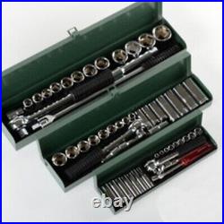 60 Piece 1/4 3/8 1/2 Drive Metric Size Socket Ratchet Wrench Tool Set