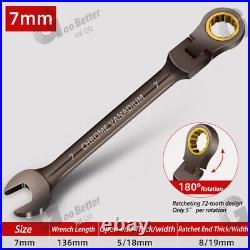 6-19mm Metric Flexible Head Ratcheting Wrench Combination Spanner Tool Set