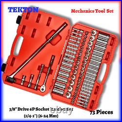 73P Mechanics Tools Set-3/8 Drive 6P Socket Ratchet Set (1/4-1 6-24 Mm)