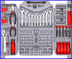 CARTMAN 205 Piece Tool Set Ratchet Wrench with Sockets Kit in Plastic Toolbox