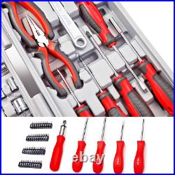 CARTMAN 205 Piece Tool Set Ratchet Wrench with Sockets Kit in Plastic Toolbox