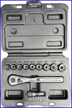 CRAFTSMAN Socket Set 11 PC Mechanics Tool Set / 36T Ratchet 1-1/2 Extension Bar