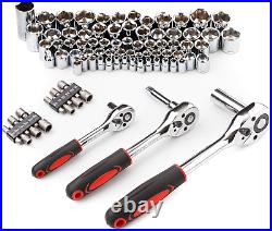 Cartman 205 Piece Tool Set Ratchet Wrench with Sockets Kit in Plastic Toolbox