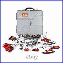 Cartman Tool Set 205Pcs Red Ratchet Wrench with Sockets Kit Set in Plastic To