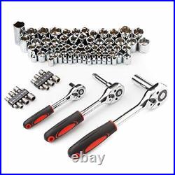 Cartman Tool Set 205Pcs Red Ratchet Wrench with Sockets Kit Set in Plastic To