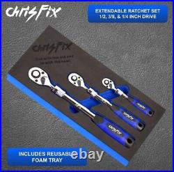 Chrisfix, 3 Piece Extendable Ratchet Set