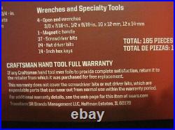Craftsman 165 Piece Mechanics Tool Set-case-sae & Metric #913170-new