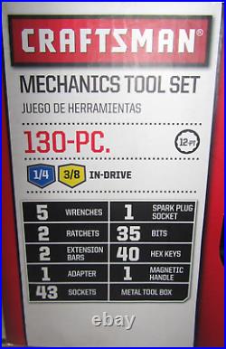 Craftsman Mechanics Tool Set 130pc 1/4, 3/8 Inch/Metric #999633 NEW