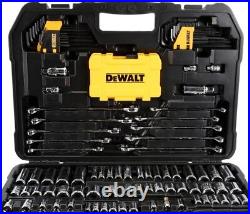 DEWALT Chrome Mechanics Tool Set Ratchet Socket Wrenches Hex Keys Bits 142 Piece