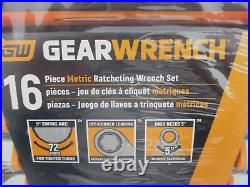 GEARWRENCH 9416 16 Piece Metric Ratcheting Wrench Set, 8-24mm, 12 Point with Rack