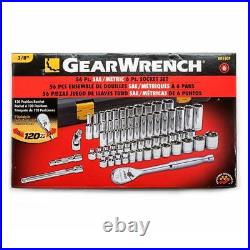GEARWRENCH Mechanics Tool Set 3/8 Inch 6 Point SAE Metric Ratchet Socket 56 pcs