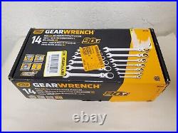 GEARWRENCH SAE 90-Tooth Flex Head Combination Ratcheting Wrench Tool Set (14pc)