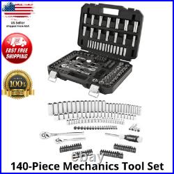 HART 140 Piece Mechanic's Tool Set With 2 Drawer Case Box SAE Metric Chrome New