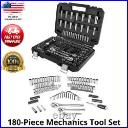HART 180 Piece Mechanic's Tool Set With 2 Drawer Case Box SAE Metric Chrome New
