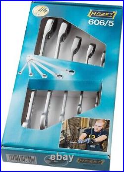 HAZET Ratchet Combination Spanner Set 606/5-Piece Tool Set, Wrench Size 8 19