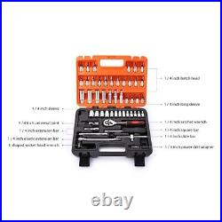 Hot 53 Auto Car Repair Tool Box Set Ratchet Wrench Sleeve Joint Hardware Kit New