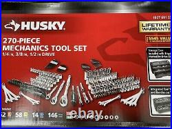 Husky 270 Piece Chrome Alloy Steel SAE & Metric Mechanics Tool Set H270MTS NEW
