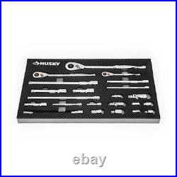 Husky Mechanic Tool Set Ratchets, Extensions, Adapters, U-Joints withTray (22-Pcs)