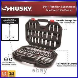 Husky Mechanics Hand Tool Set 144-Position 1/4+3/8 Drive Metric/SAE (125-Pcs)