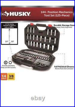 Husky Mechanics Hand Tool Set 144-Position 1/4+3/8 Drive Metric/SAE (125-Pcs)