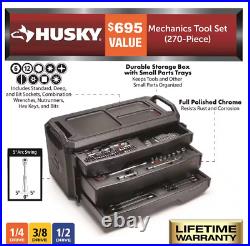 Husky Mechanics Tool Set 270 Piece Mechani'c Tools Set 3 Drawer Case Box