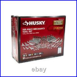 Husky Mechanics Tool Set Large Hard-Stamped Size Markings Chrome (505-Piece)