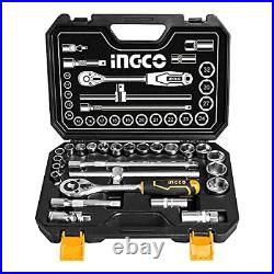 Ingco 25Pcs Socket Set Driver Ratchet Wrench Quick Release Tool Set with Case