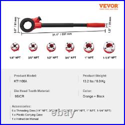 Manual Pipe Threader Ratchet Tool Portable, Set with 6PCS NPT Dies for Galvanize