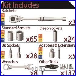 Mechanics Tool Set Kit Socket 270 Piece Case Tools Sae Metric Drive Box Ratchet