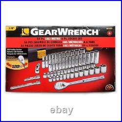 Mechanics Tool Set Low Profile Head Ratchet 3/8 Inch Drive Heavy Duty 56 Pcs Kit