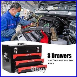 Mechanics Tool Set with 3-Drawer Heavy Duty Metal Box -339 Piece for Maintenance