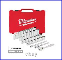 Milwaukee 1/4 in Drive SAE/Metric Ratchet & Socket Mechanics Tool Set (50-Piece)