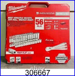 Milwaukee 48-22-9008 Socket And Ratchet Set of 56 Pieces Red Metric & SAE