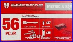 Milwaukee 48-22-9008 Socket And Ratchet Set of 56 Pieces Red Metric & SAE