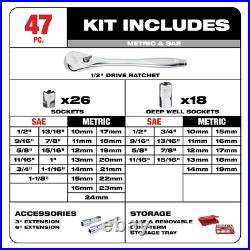Milwaukee Drive Sae/Metric Ratchet and Socket Mechanics Tool Set (153-Piece)