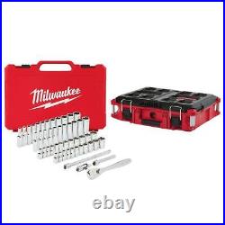 Milwaukee Mechanic Tool Set 1/4 In SAE Metric Ratchet Socket Hand Tool 50 Piece
