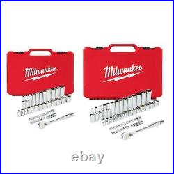 Milwaukee Mechanic Tool Set 3/8 In SAE Metric Ratchet Socket Hand Tool 60 Piece