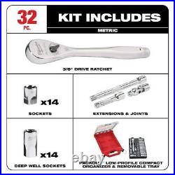 Milwaukee Mechanics Tool Set 3/8 Drive Metric Ratchet/Socket with Case (32-Pcs)