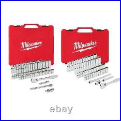 Milwaukee Mechanics Tool Set 3/8 in. 1/4 in. SAE Metric Ratchet Socket 106-Piece