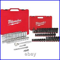 Milwaukee Mechanics Tool Set 3/8 in. Drive SAE/Metric Ratchet+Socket (99-Piece)