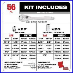 Milwaukee Ratchet Socket Mechanic Tool Set 1/4+3/8+1/2 Drive SAE/Metric 153Pc